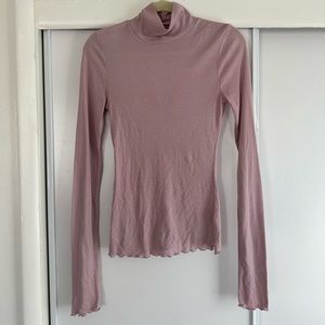 Free People Long Sleeve Light Pink Ruffled Edge Size Medium